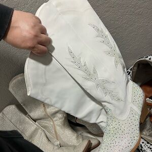 White Embellished Cowboy Boots